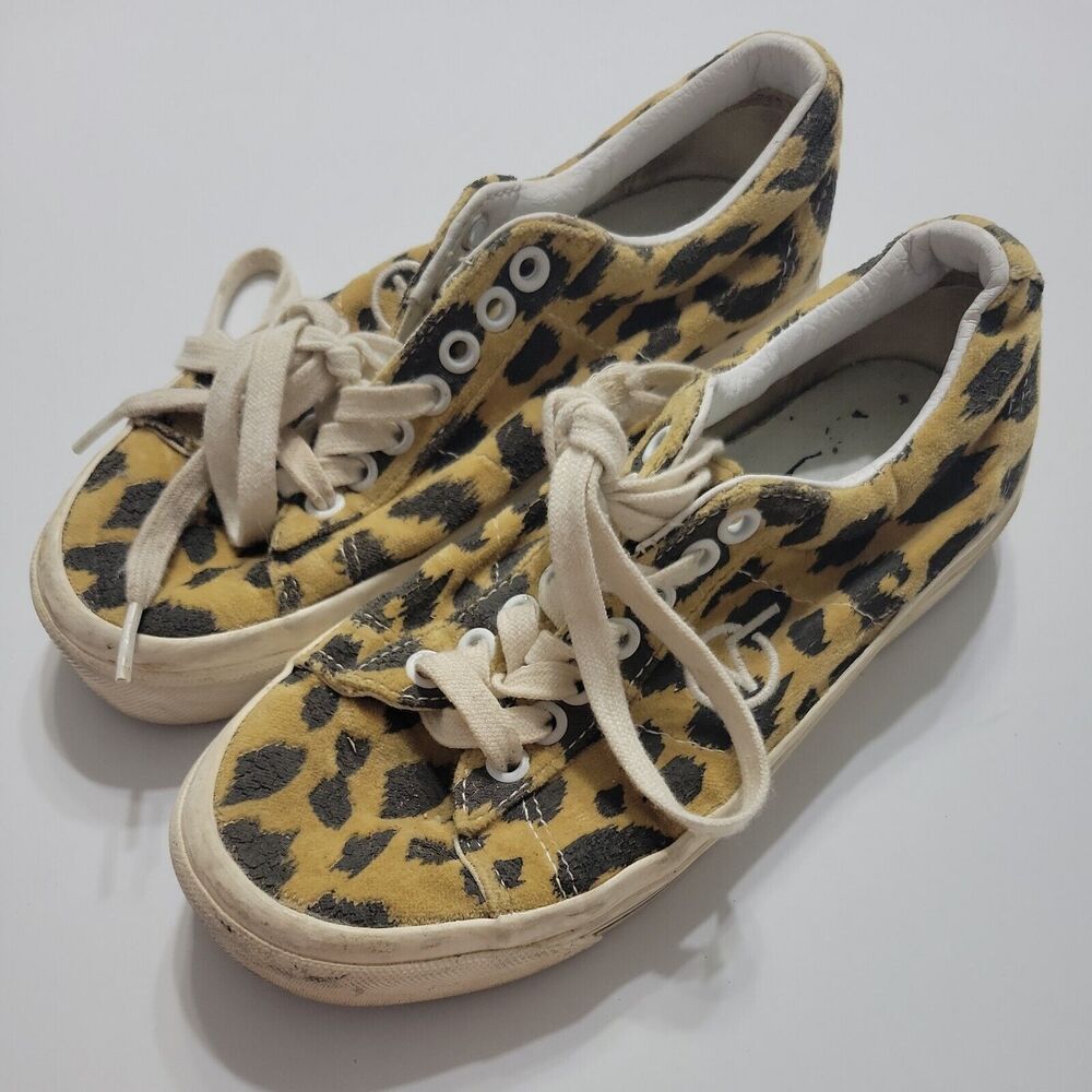 Vans Sid Shoes Unisex Women 5.5 Men 4 Sneakers Leapord Lace Up Low Top Round Toe